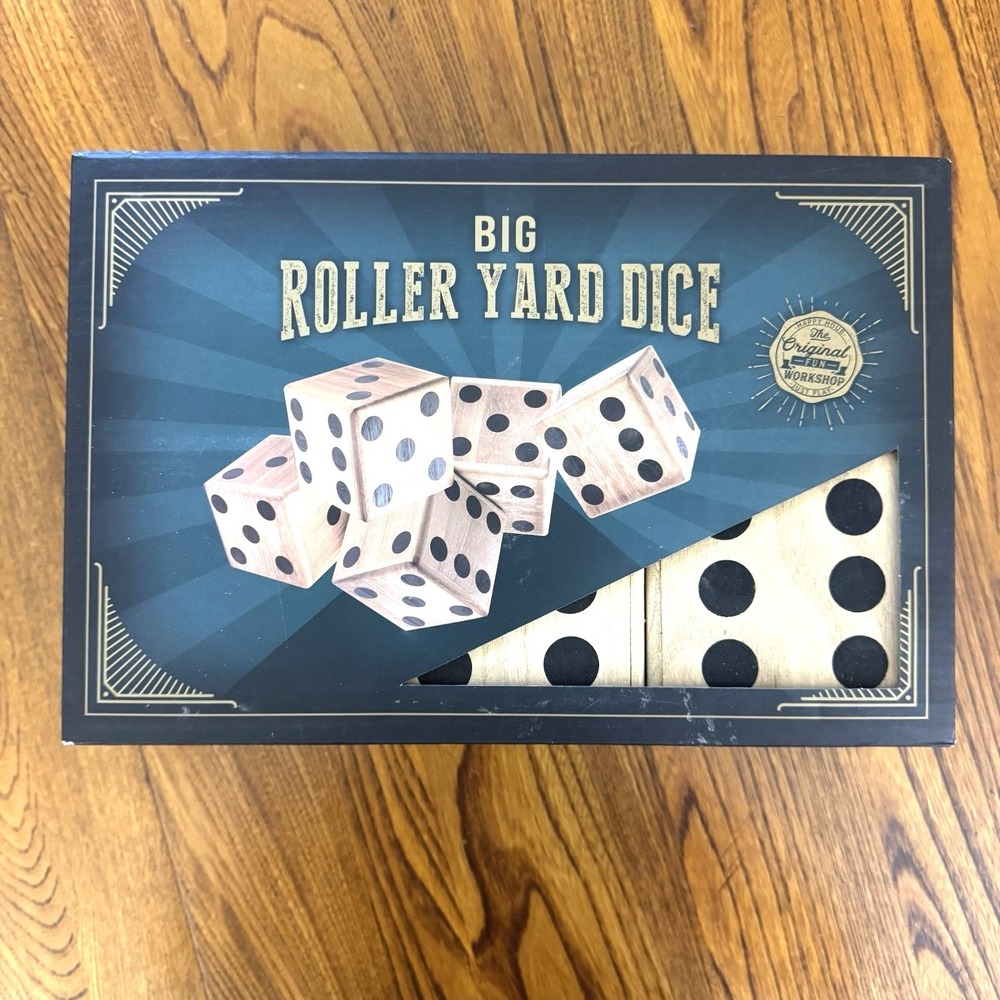 The Original Fun Workshop Big Roller Yard Dice (5 Wooden Dice) New Original Box